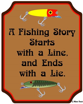 Framed Fish Story Line Lie Print