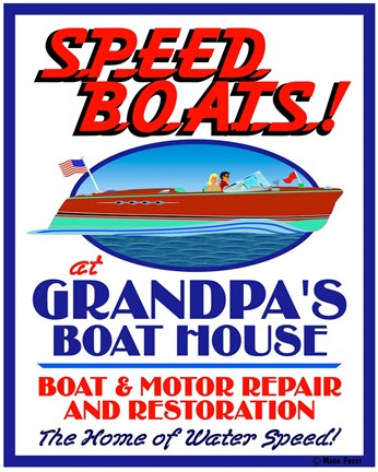 Framed Speed Boats Print
