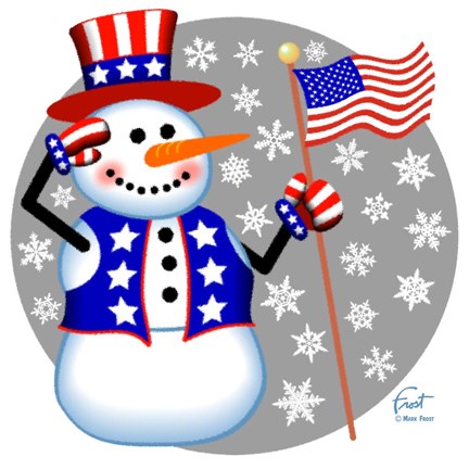 Framed Snowman Patriotic Print