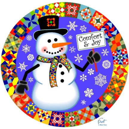 Framed Snowman Quilt 1 Print
