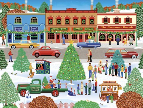 Framed Visiting Santa Print