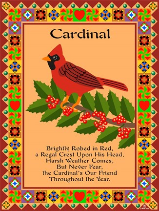 Framed Cardinal Quilt Print