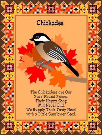 Framed Chicadee Quilt Print