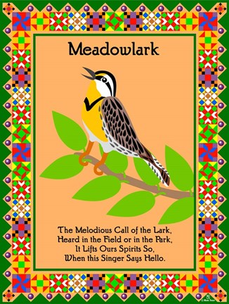 Framed Meadowlark Quilt Print
