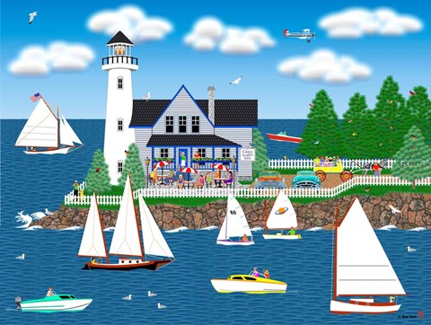 Framed Summer Lighthouse Print