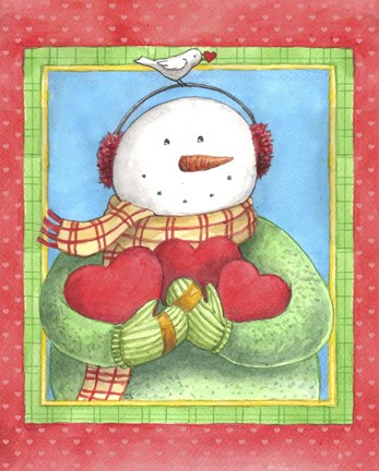 Framed Snowman Give Heart Print