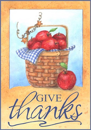 Framed Give Thanks Apple Basket Print