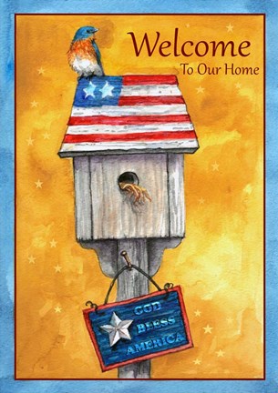 Framed Blue Bird American Welcome Print
