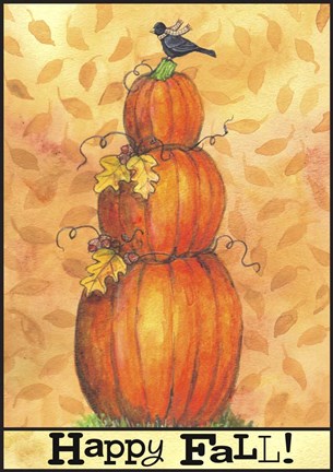 Framed Pumpkins Happy Fall Print