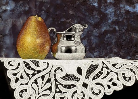 Framed Pear And Silver Creamer Print