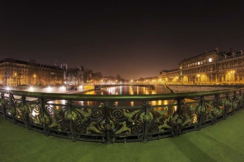 Framed Paris Night Bridge I Print