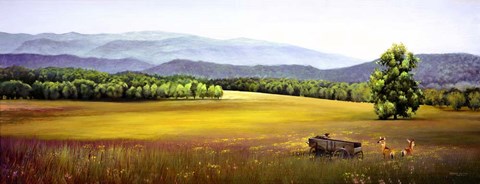 Framed Summer Landscape Wagon Print
