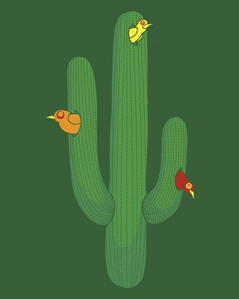 Framed Birds in a Cactus Print