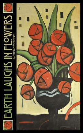 Framed Roses In Vase Poster Print