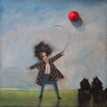 Framed Man With Balloon Print