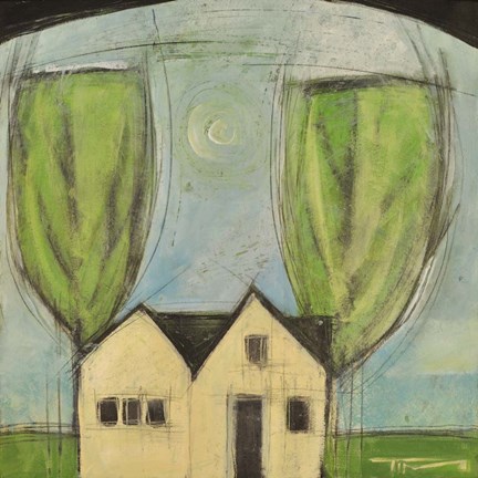 Framed House With Two Trees Print