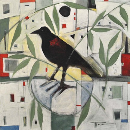 Framed Redwing And Branches Print