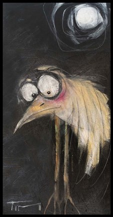 Framed Snipe And Full Moon Print