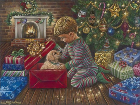 Framed Golden Christmas Print