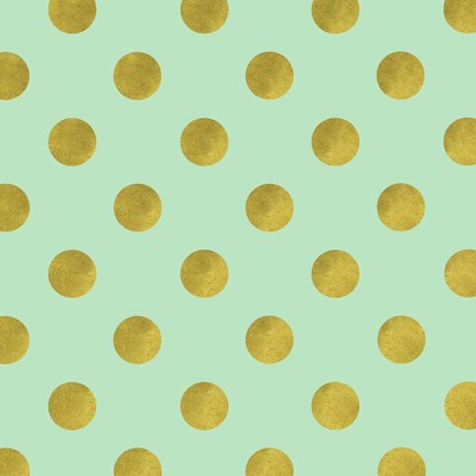 Framed Golden Mint Dots Print