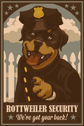 Framed Rottweiler Security Print