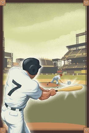 Framed Vintage Baseball I Print