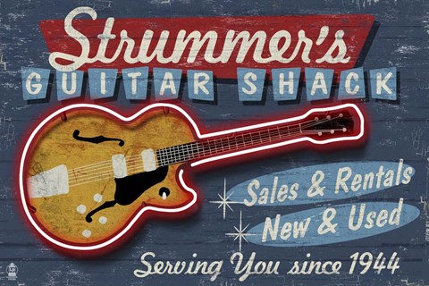 Framed Strummer&#39;s Guitar Shack Print
