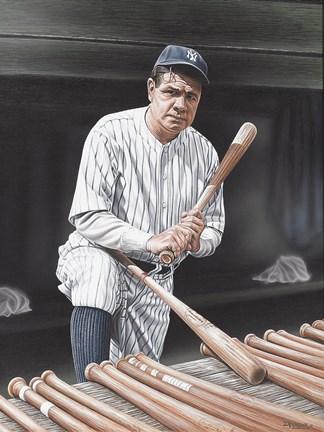 Framed Babe Ruth On Deck Print