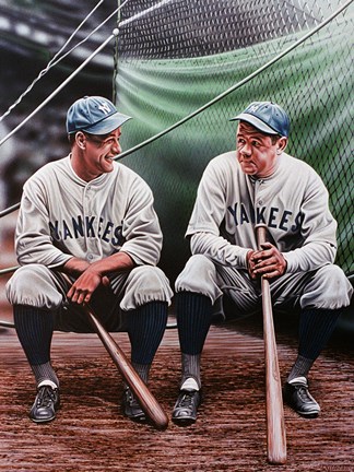 Framed Babe Ruth and Lou Gehrig (seated) Print