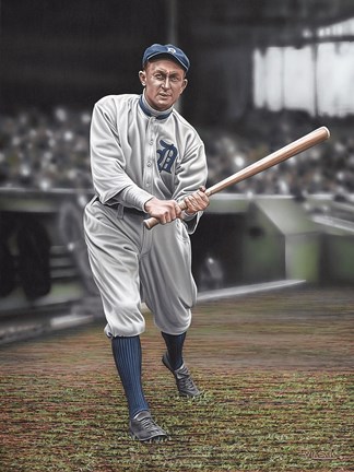 Framed Ty Cobb Batters On Deck Print