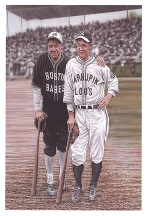 Framed Babe Ruth and Lou Gehrig Print