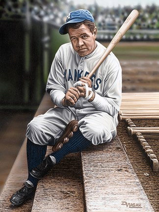 Framed Babe Ruth Sitting on Top Step Print