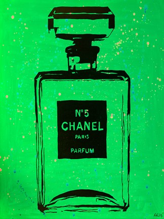 Framed Chanel Pop Art Green Chic Print