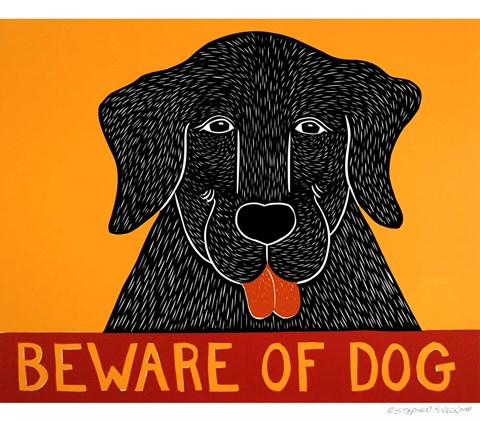 Framed Beware of Dog Black Print