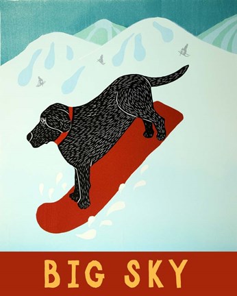 Framed Big Sky Snowboard Black Print
