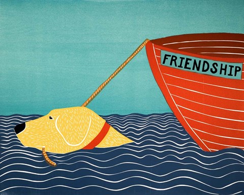 Framed Boat Friendship Yellow Print