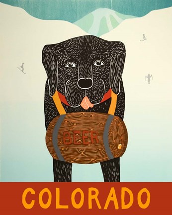 Framed Colorado Beer Dog Black Print