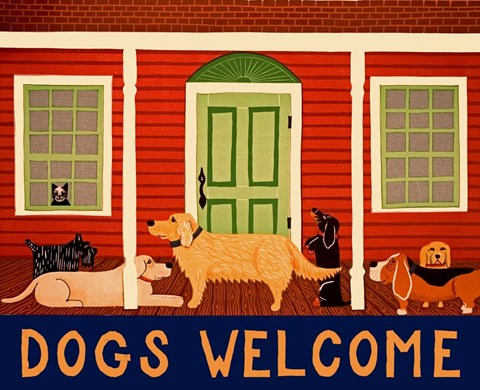 Framed Dogs Welcome HSH II Print
