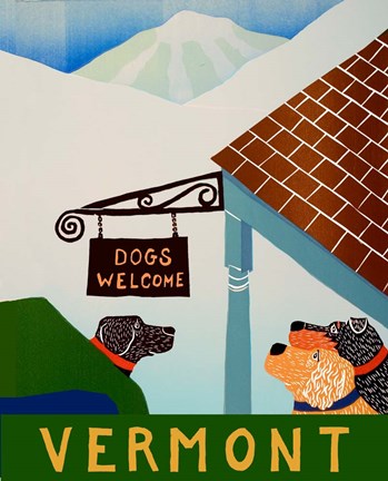 Framed Dogs Welcome Vermont Inn Print