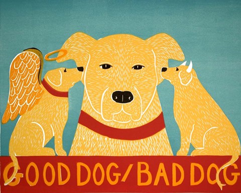 Framed Good Dog Bad Dog Yellow Print