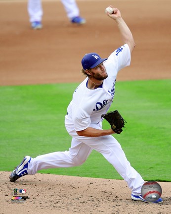Framed Clayton Kershaw gets his 300th Strikeout of the season- October 4, 2015 Print