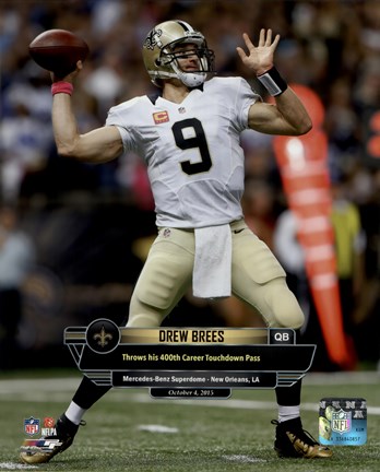 Framed Drew Brees 400th Career Touchdown Pass October 4, 2015 in New Orleans, Louisiana Print