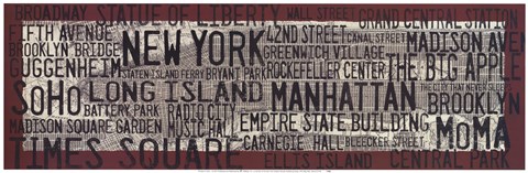Framed NYC Map Red Print