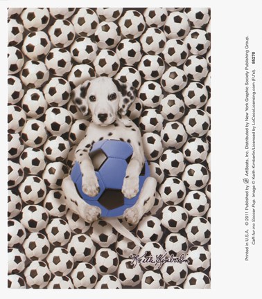 Framed Caff-Fur-Ino Soccer Pup Print