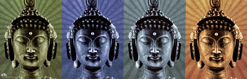 Framed Mcfly - Buddha Wearing Headphone Print