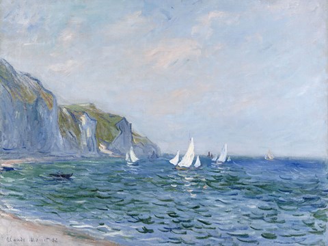 Framed Cliffs and Sailboats at Pourville Print