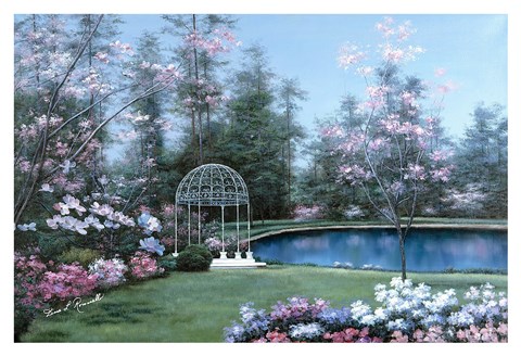 Framed Lakeside Gazebo Print