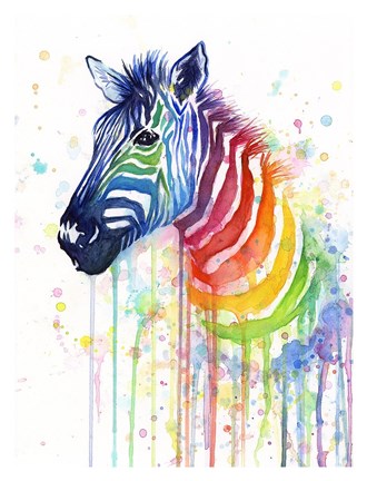Framed Rainbow Zebra Print