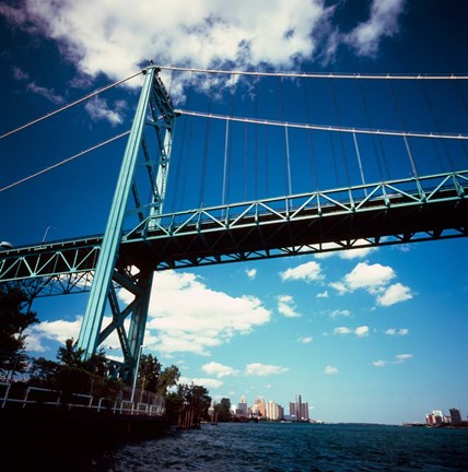 Framed Ambassador Bridge, Detroit River, Michigan Print