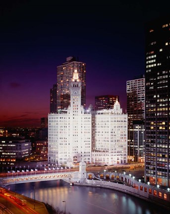 Framed Wrigley Building, Michigan Avenue, Chicago Print